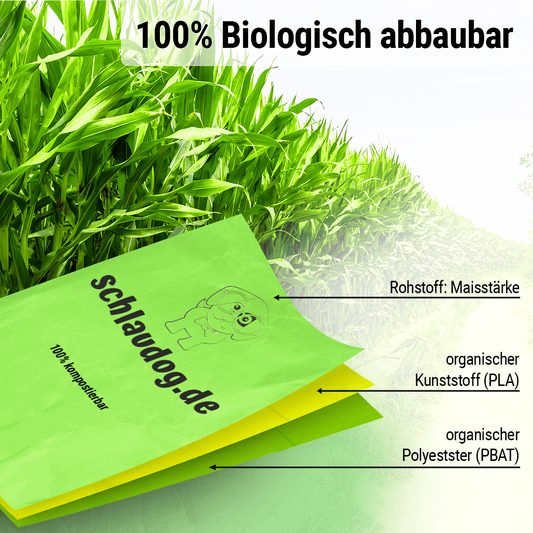 schlaudog Kotbeutel - 100% biologisch abbaubar, reißfest und tropfsicher