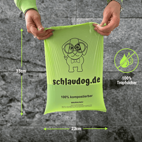 schlaudog Kotbeutel - 100% biologisch abbaubar, reißfest und tropfsicher